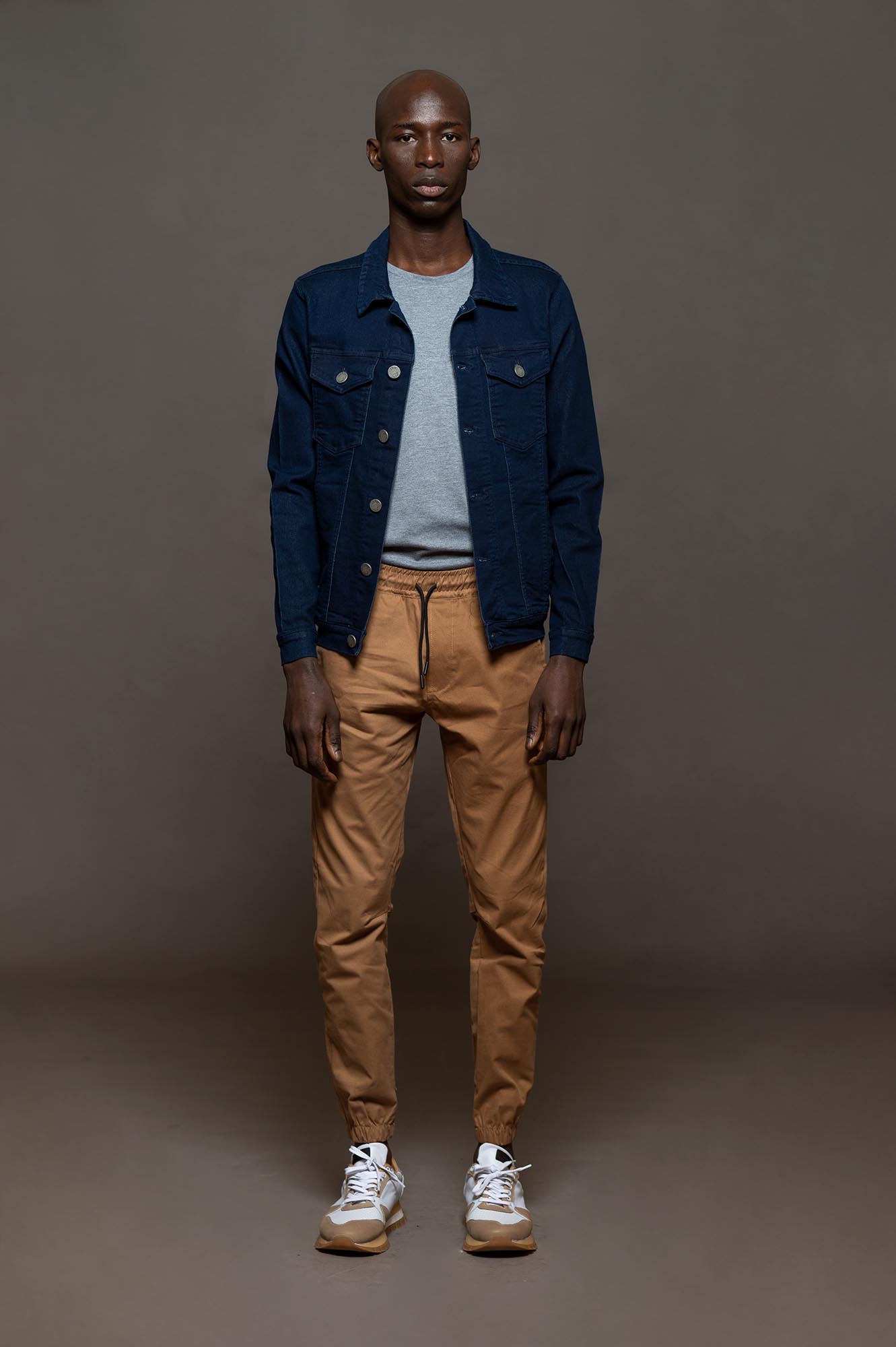 8001AM - CAMPERA DE  JEAN CRETA AZUL MARINO